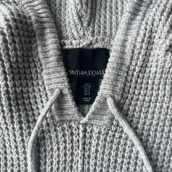 Cynthia Rowley Waffle Knit Gray Sweater Hoodie - Size Small - Picture 4 of 8